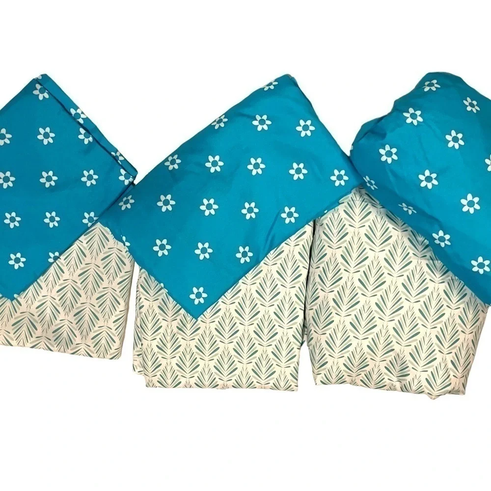 2 Single Bed Sheet Sets Turquoise and Aqua Marine Light Colors Polyester